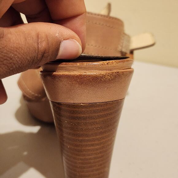 Coach Sz 8.5 Kensington Open Toe Slingback Platform Sandals Tan Leather Boho - Picture 6 of 10